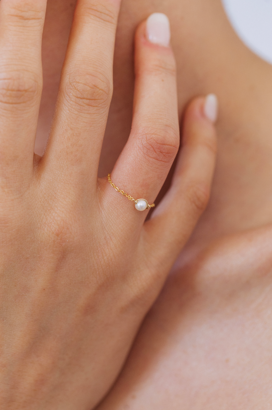 Bague chaînette Stella - Perle de culture