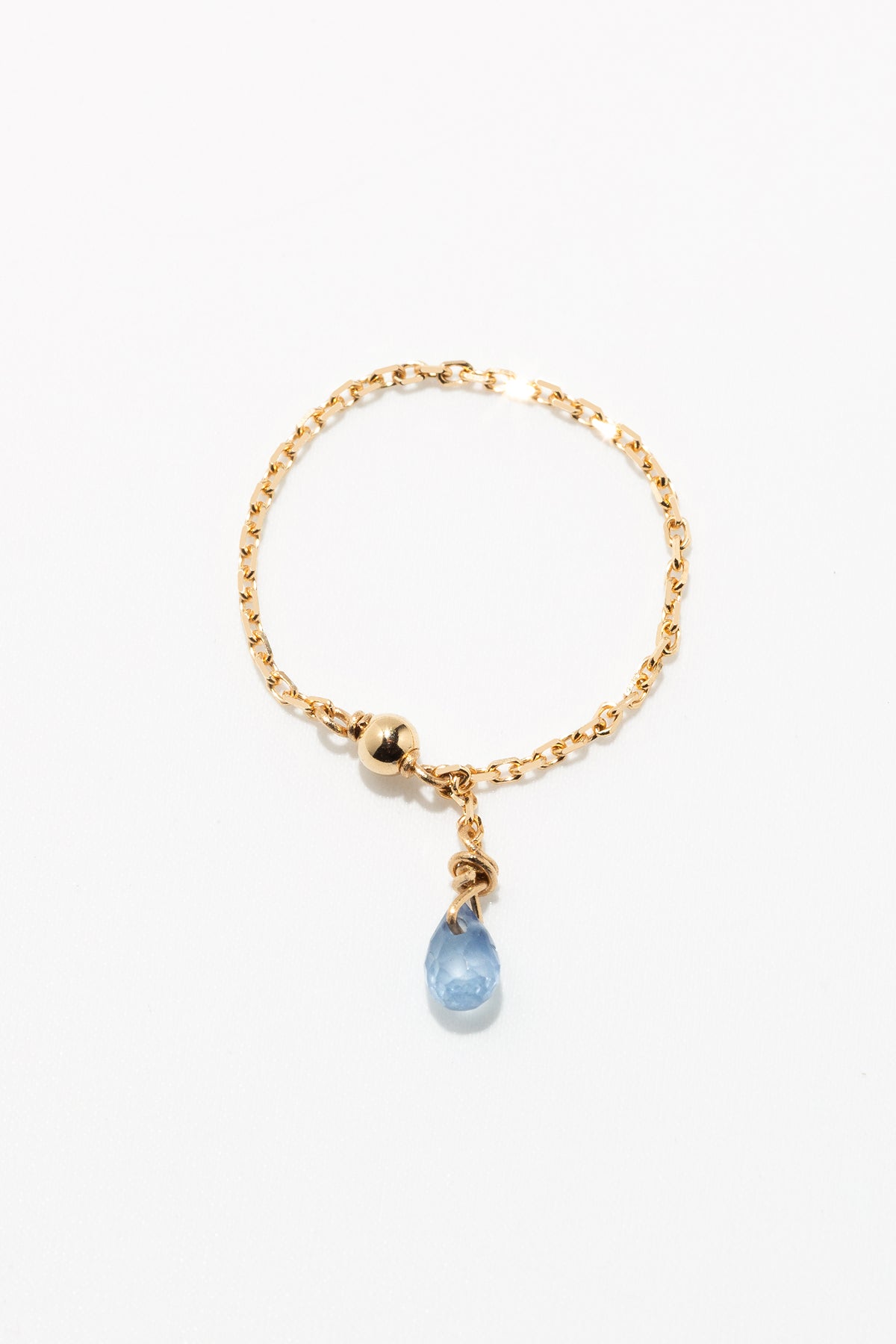 Mia tassel chain ring - 750‰ gold Sapphire of your choice