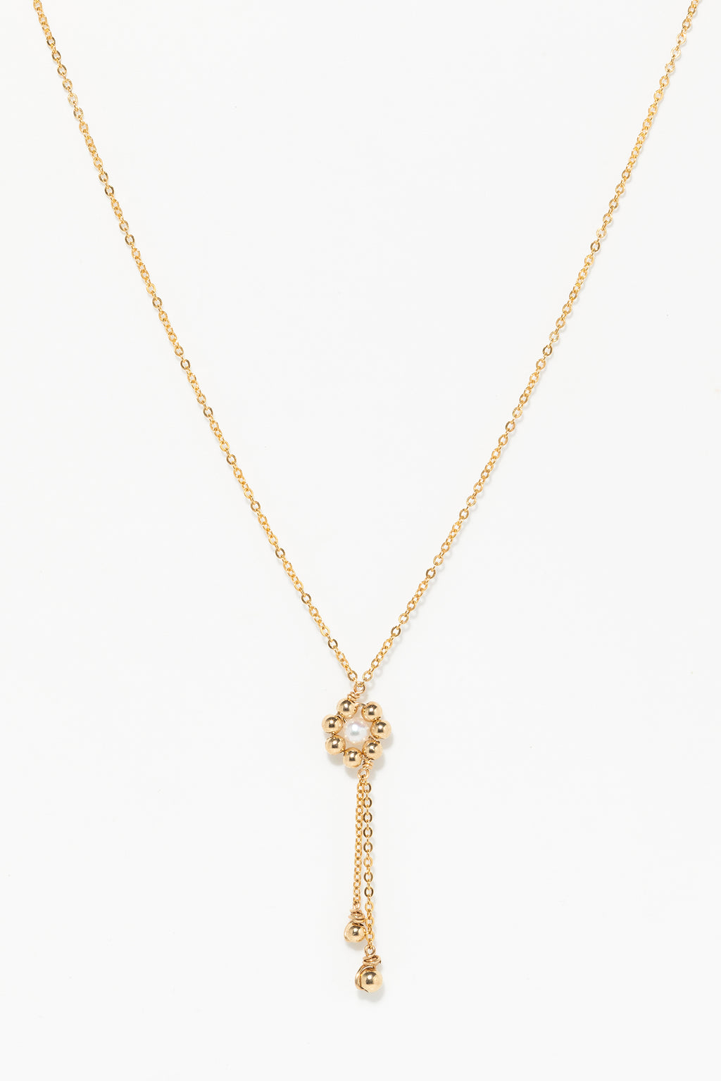 Daisy tie necklace - Cultured pearl