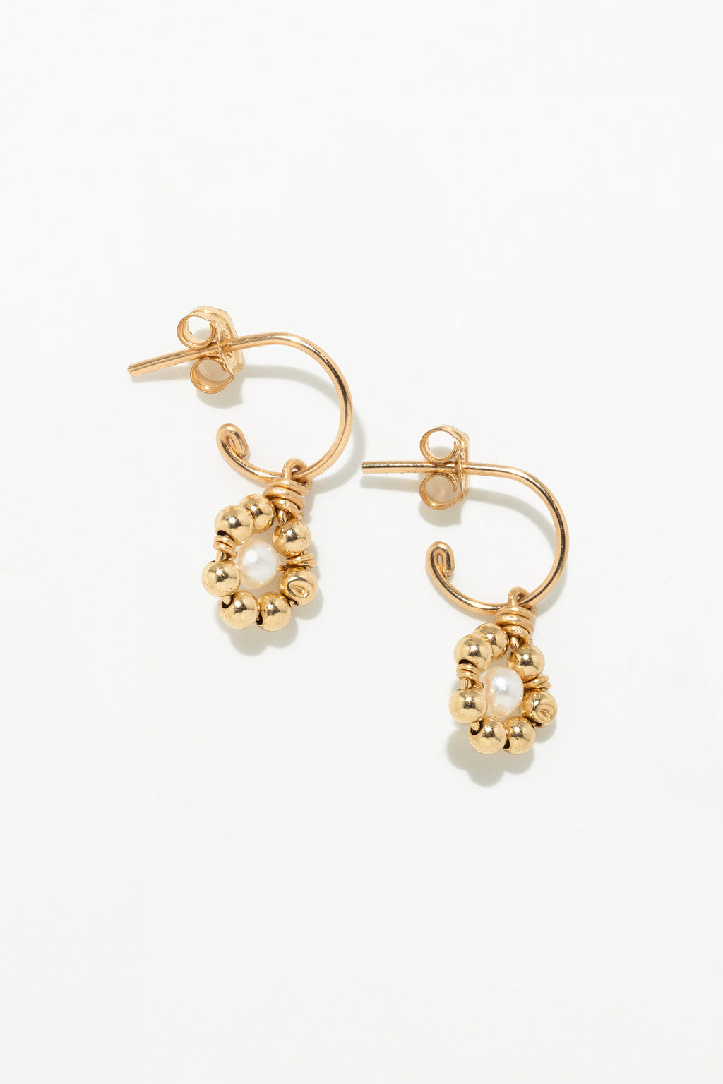 Daisy Creole Earrings - Cultured Pearl