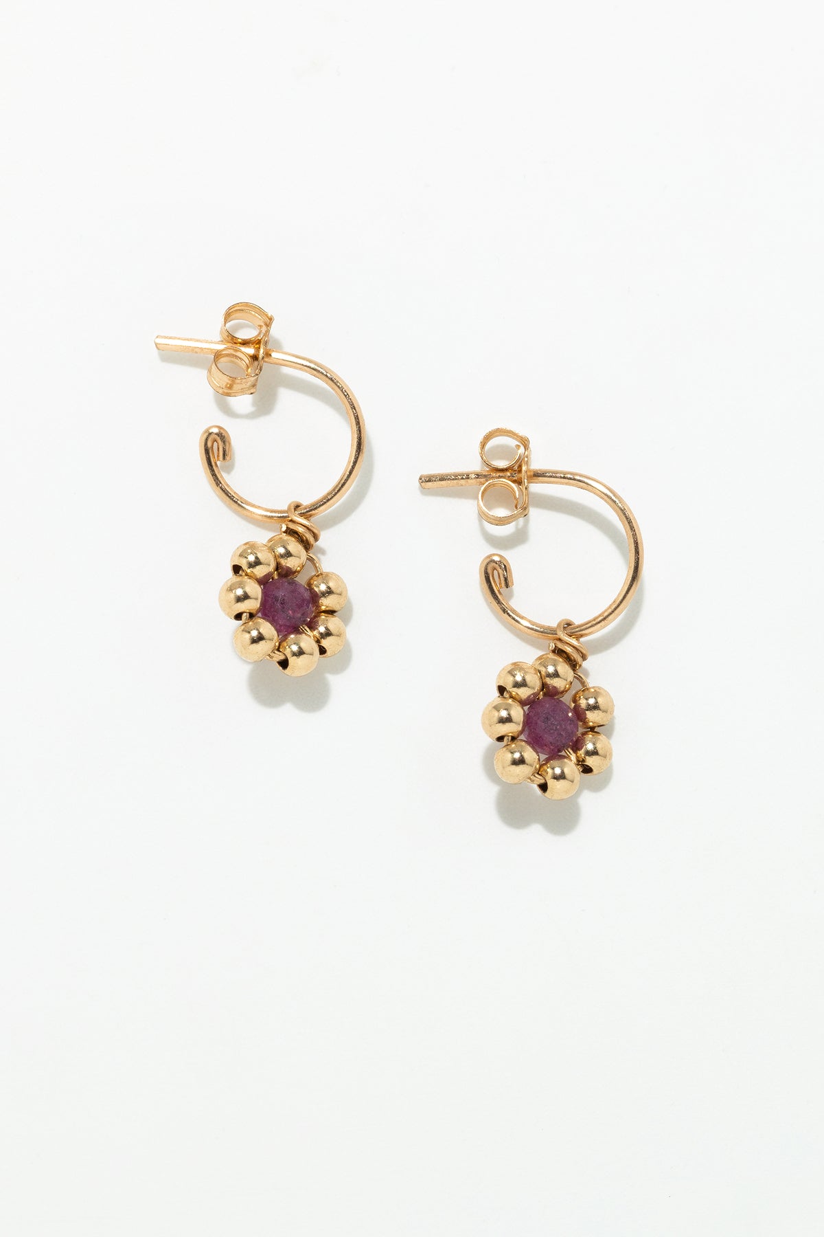 Daisy - Ruby Creole Earrings