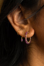 Boucles d'oreilles chaînette Anna - Rubis