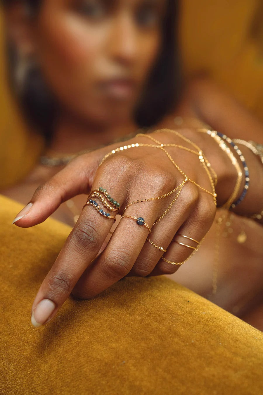 Stella chain ring - Sapphire