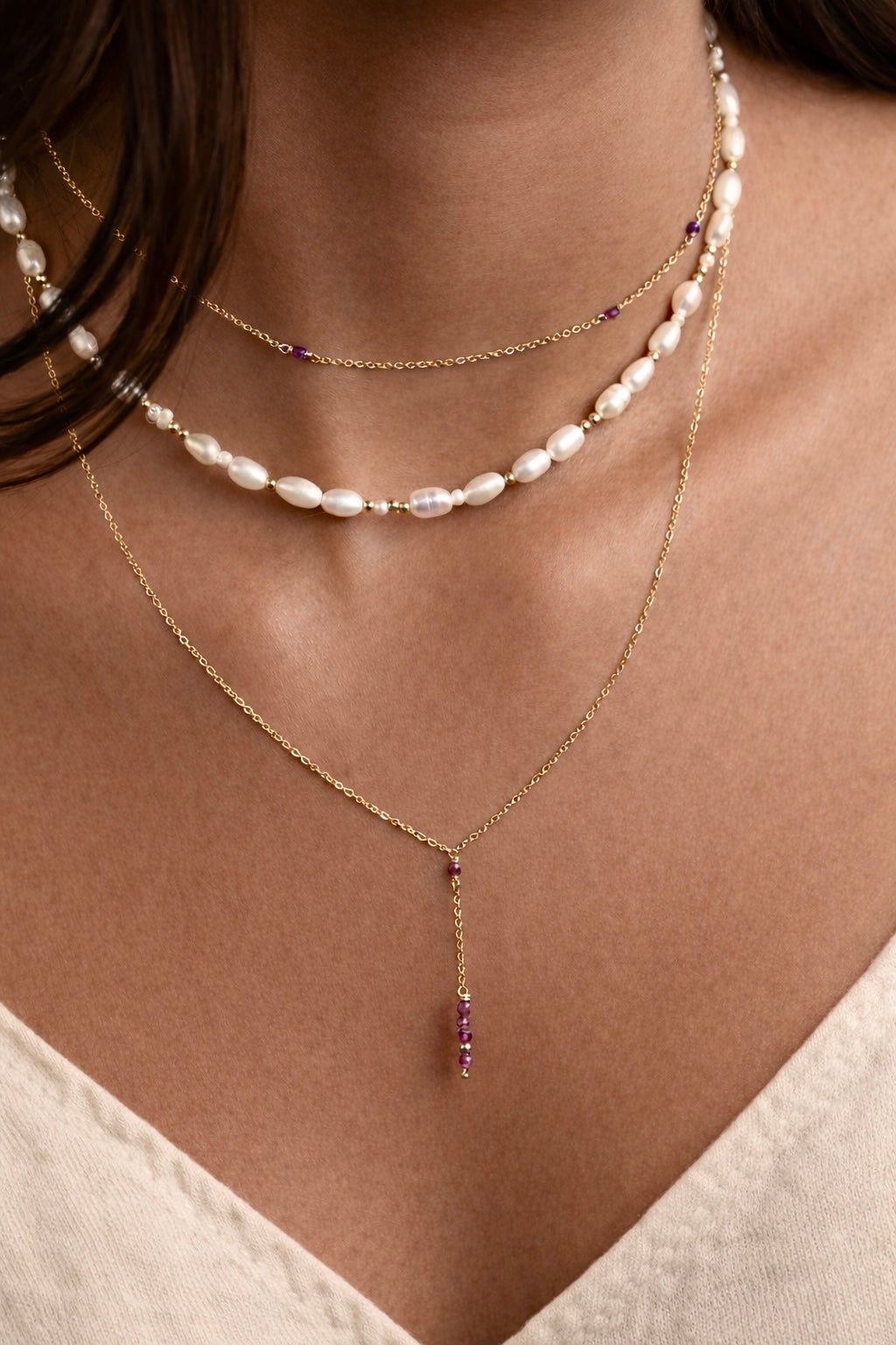 Collier long Théa - Rubis