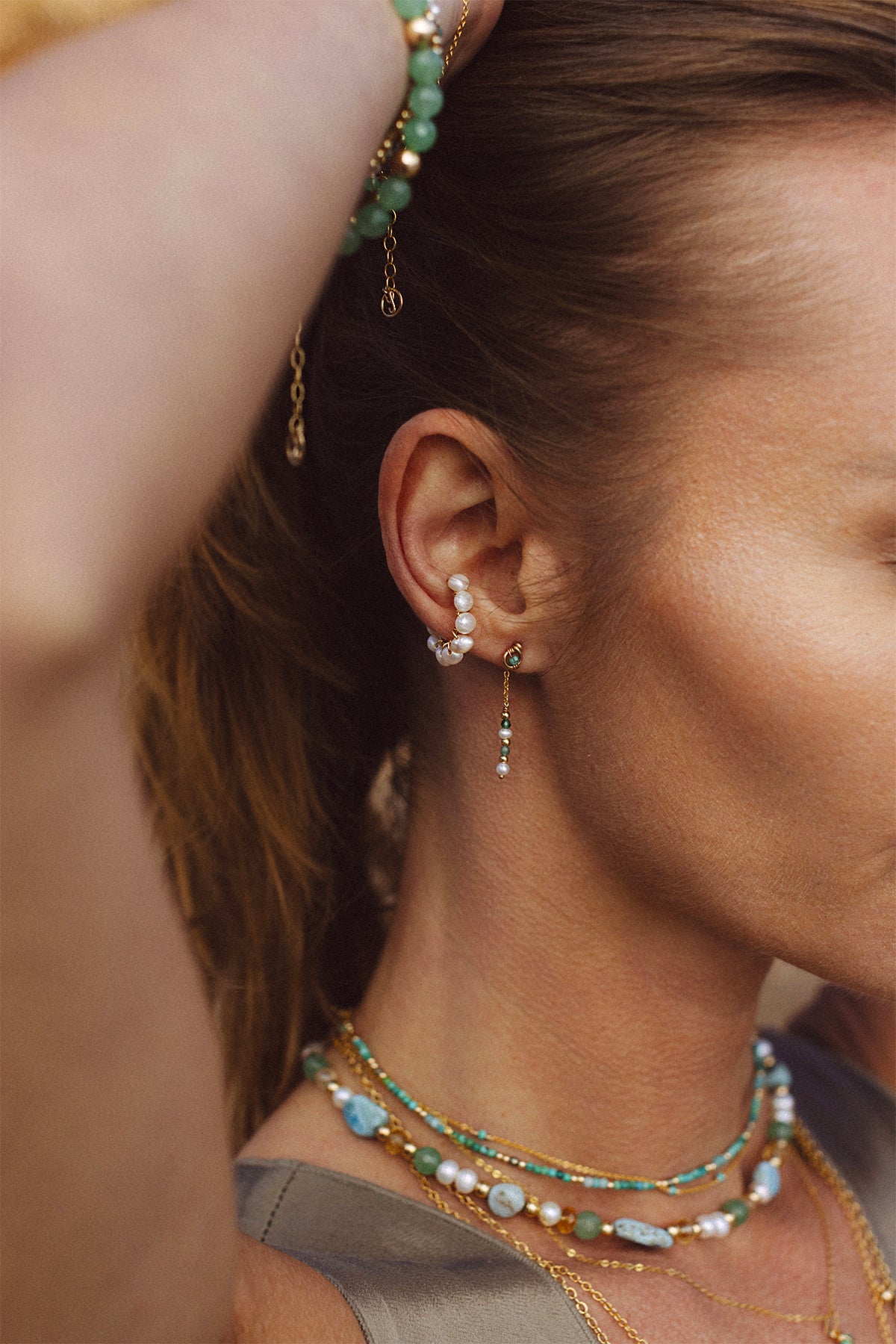 Fake Button piercing - Cultured pearls