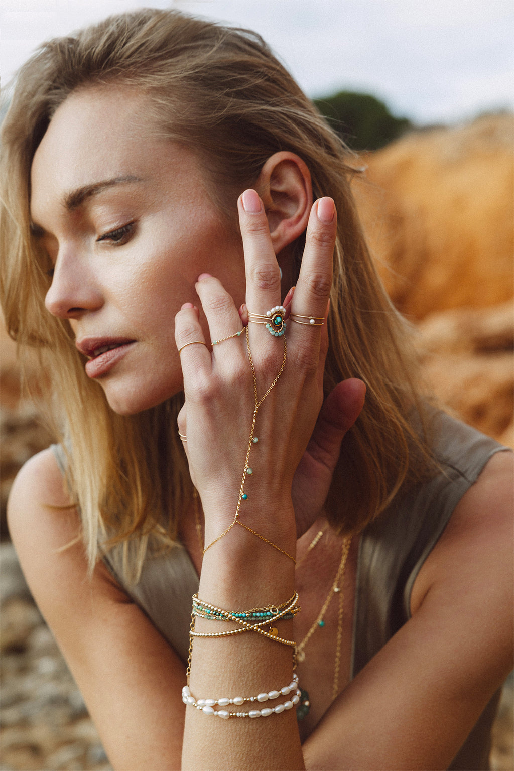 Essentiel double ring - Cultured pearl