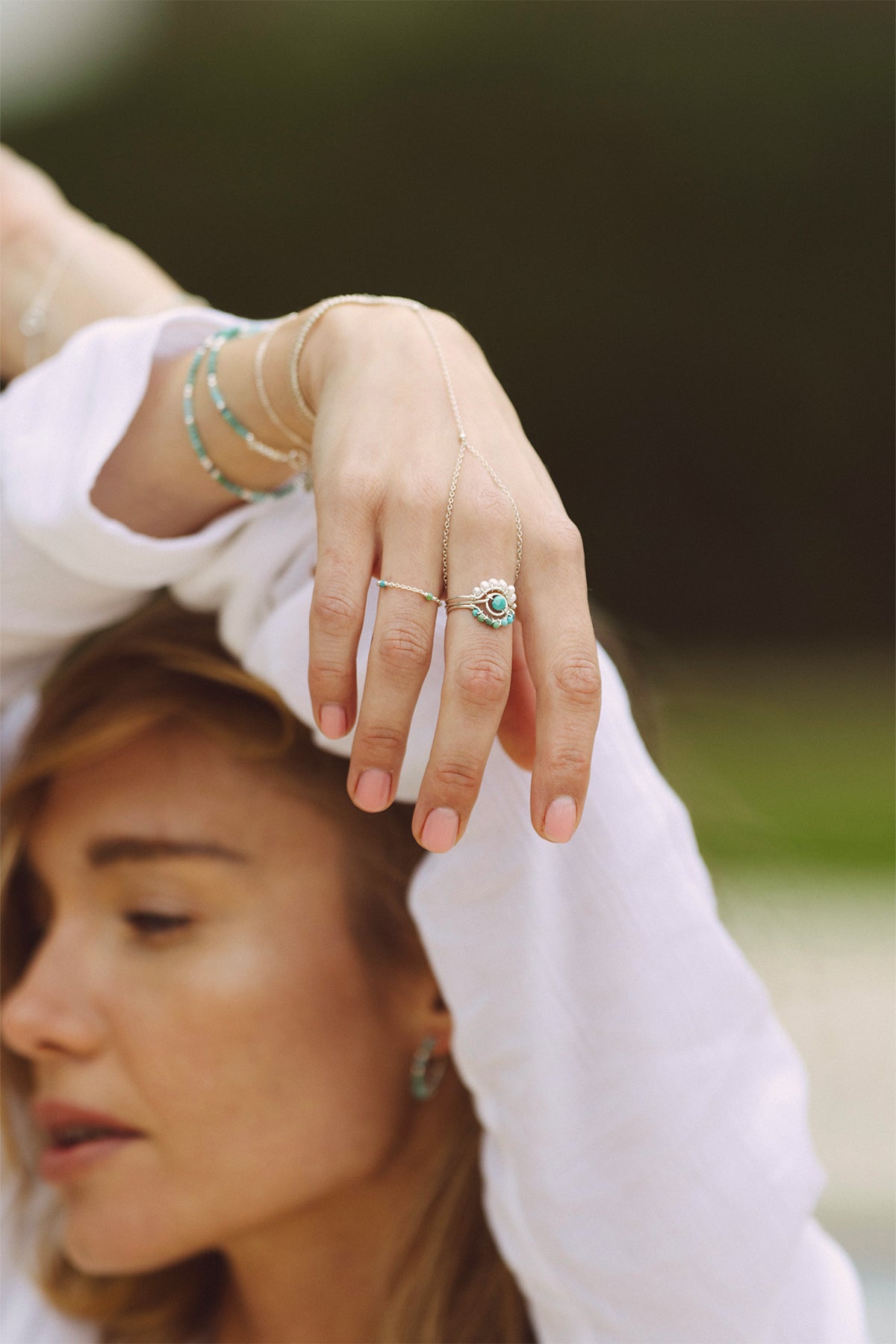 Half Moon Lace Ring - Cultured Pearl - Silver