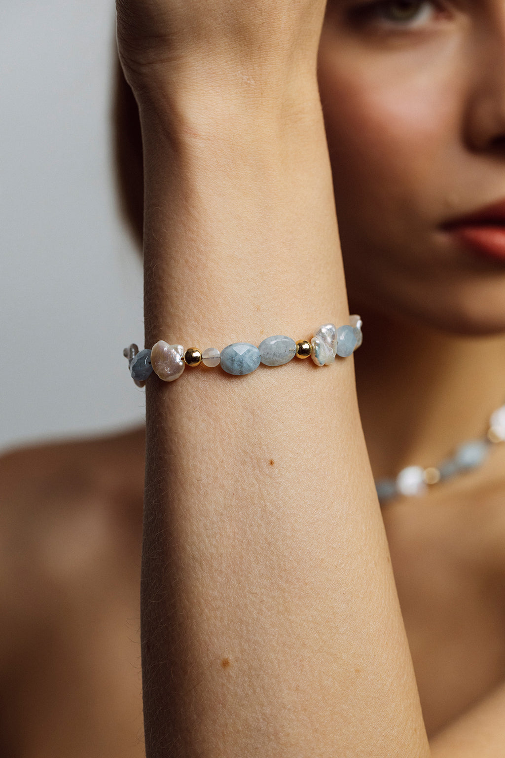 Bracelet Cauri - Aigue marine