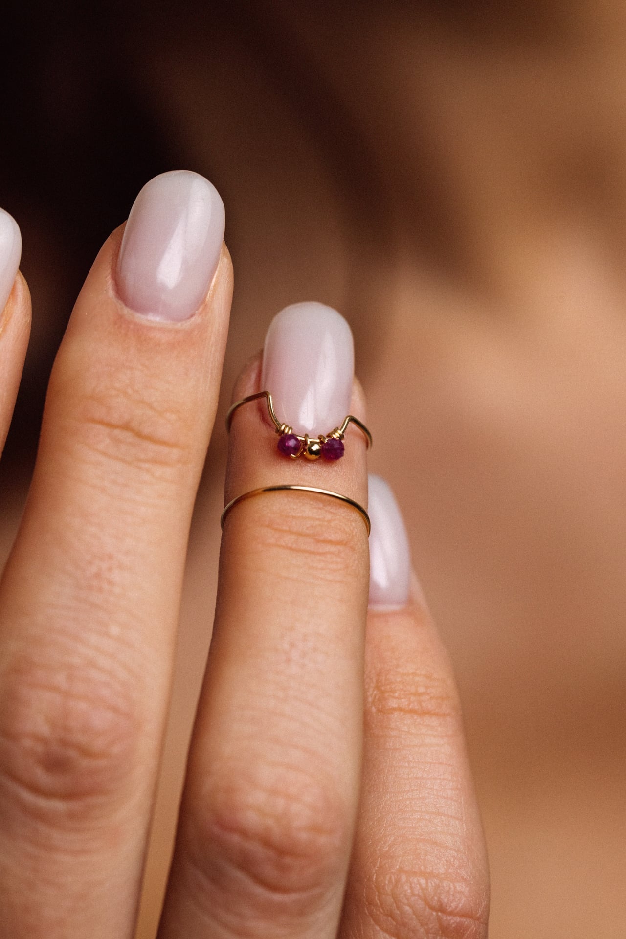 Bague d'ongle Tissage - Rubis