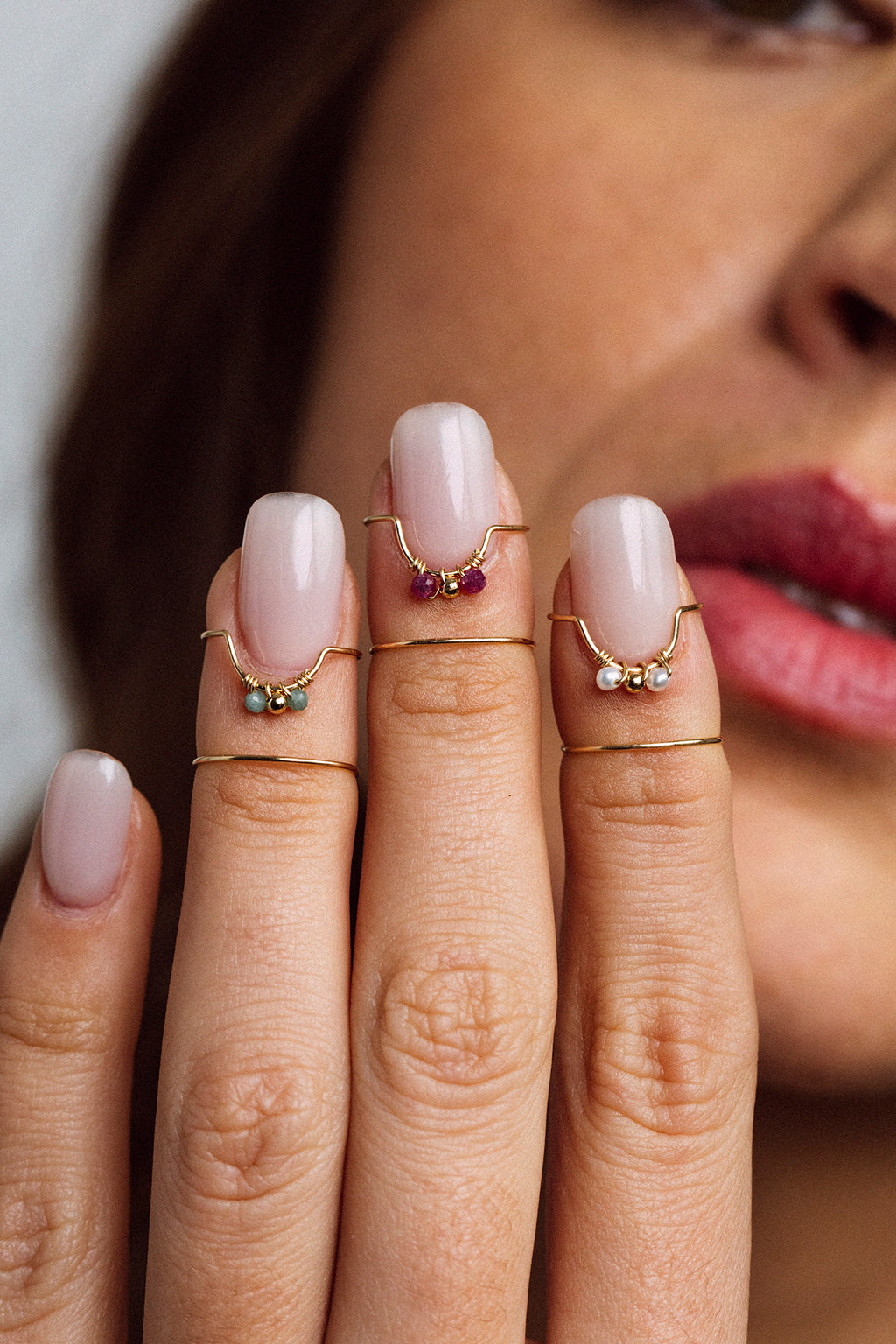 Bague d'ongle Tissage - Émeraude