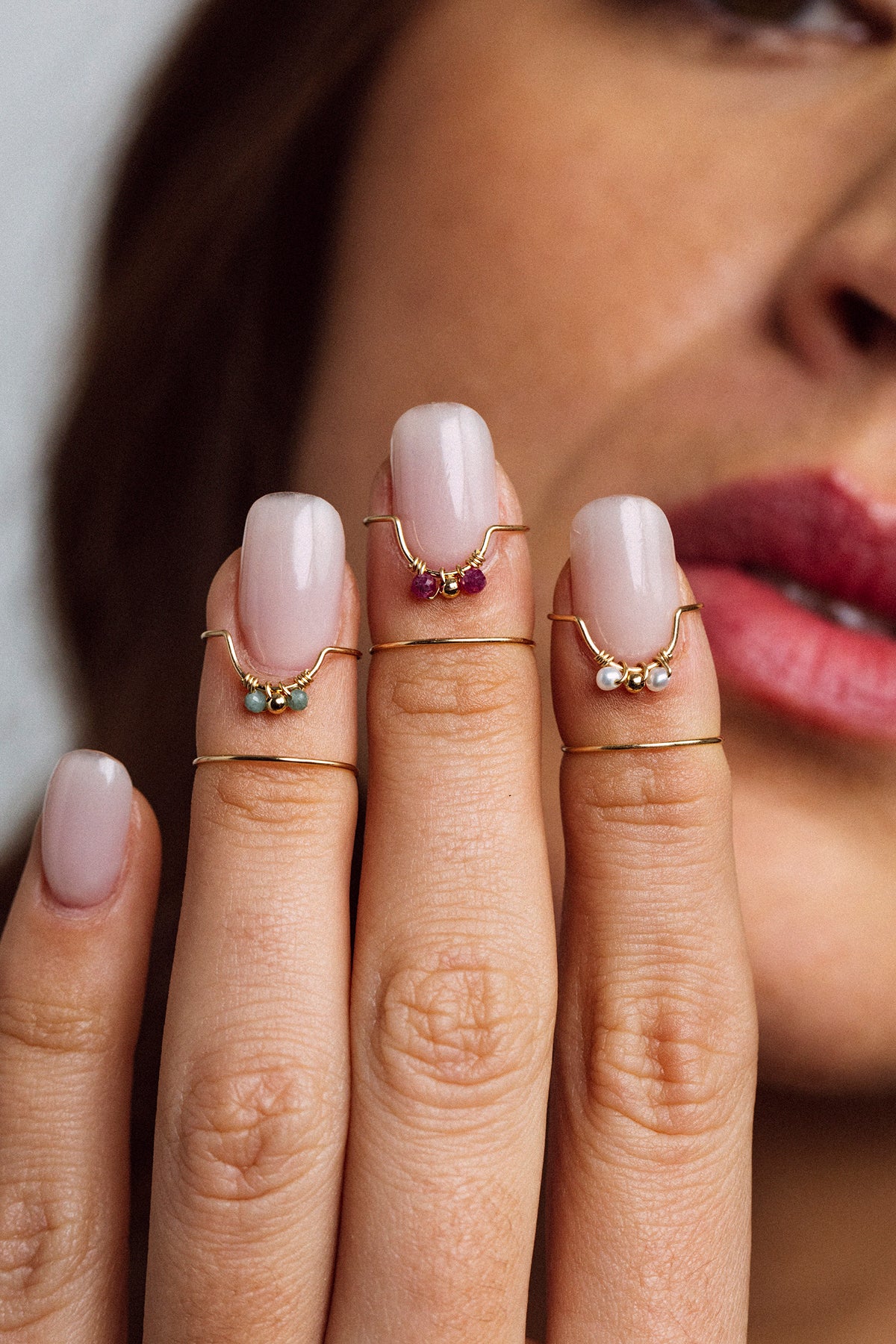 Bague d'ongle Tissage - Émeraude