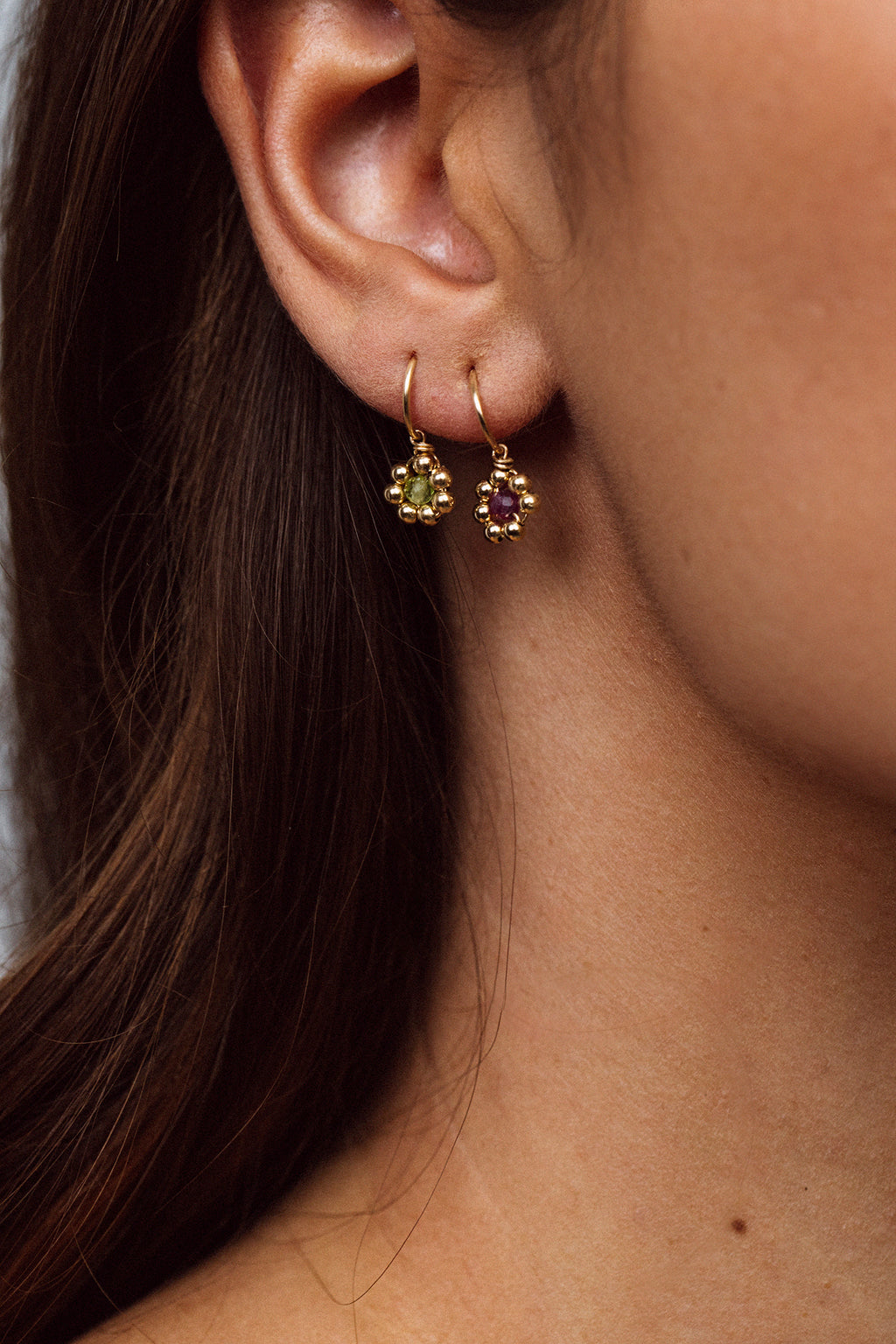 Daisy - Ruby Creole Earrings