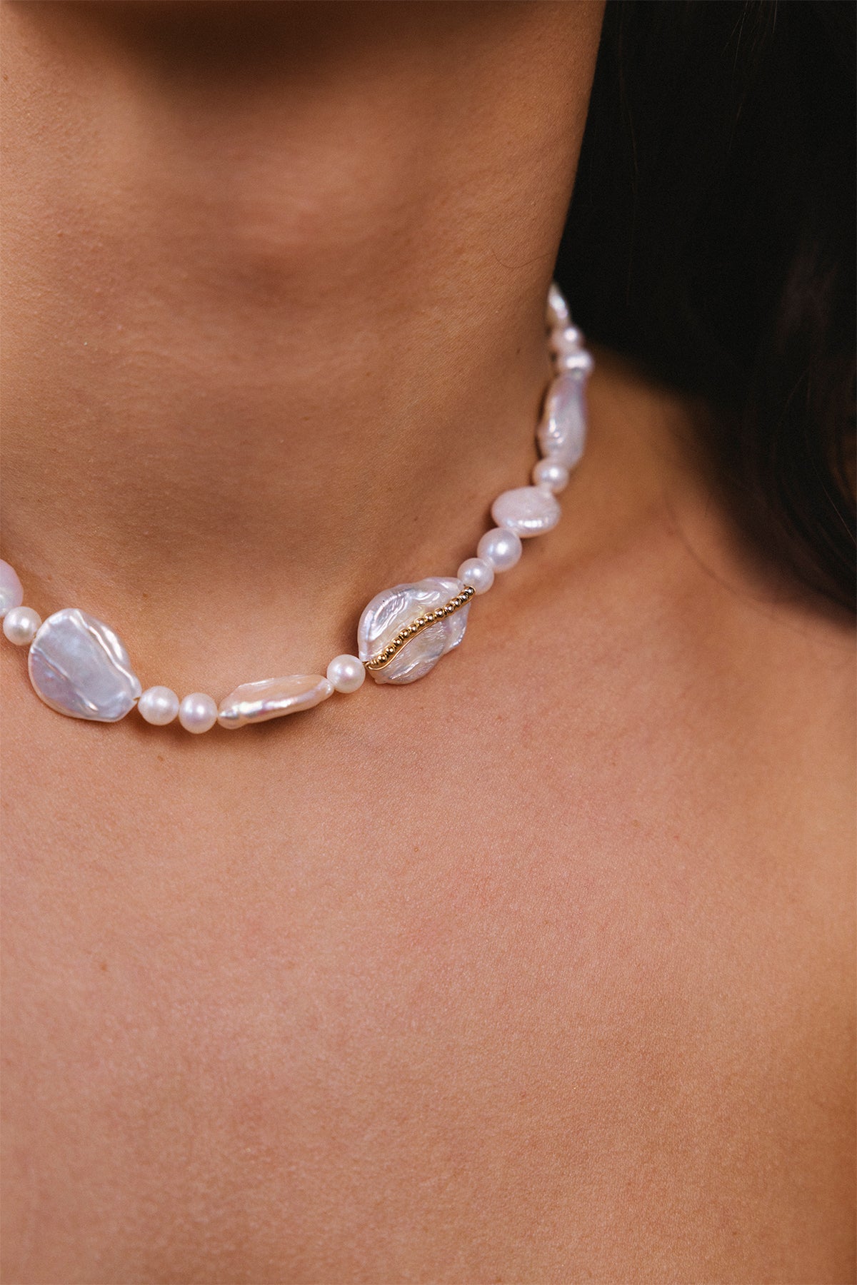 Cowrie necklace - Cultured pearl