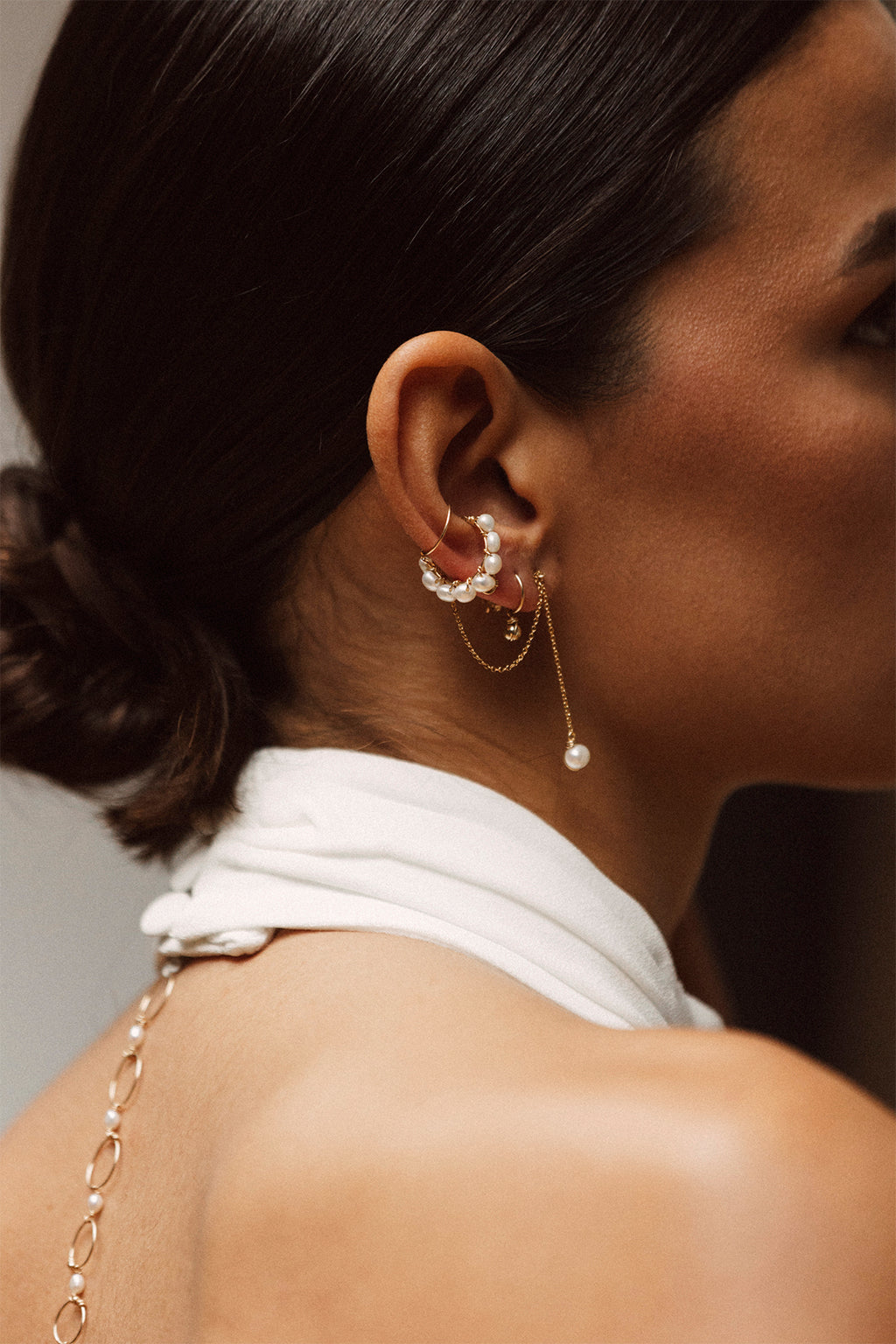 Fake Button piercing - Cultured pearls