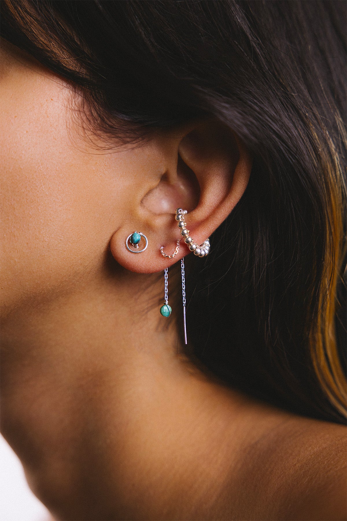 Faux piercing Perlé - Argent