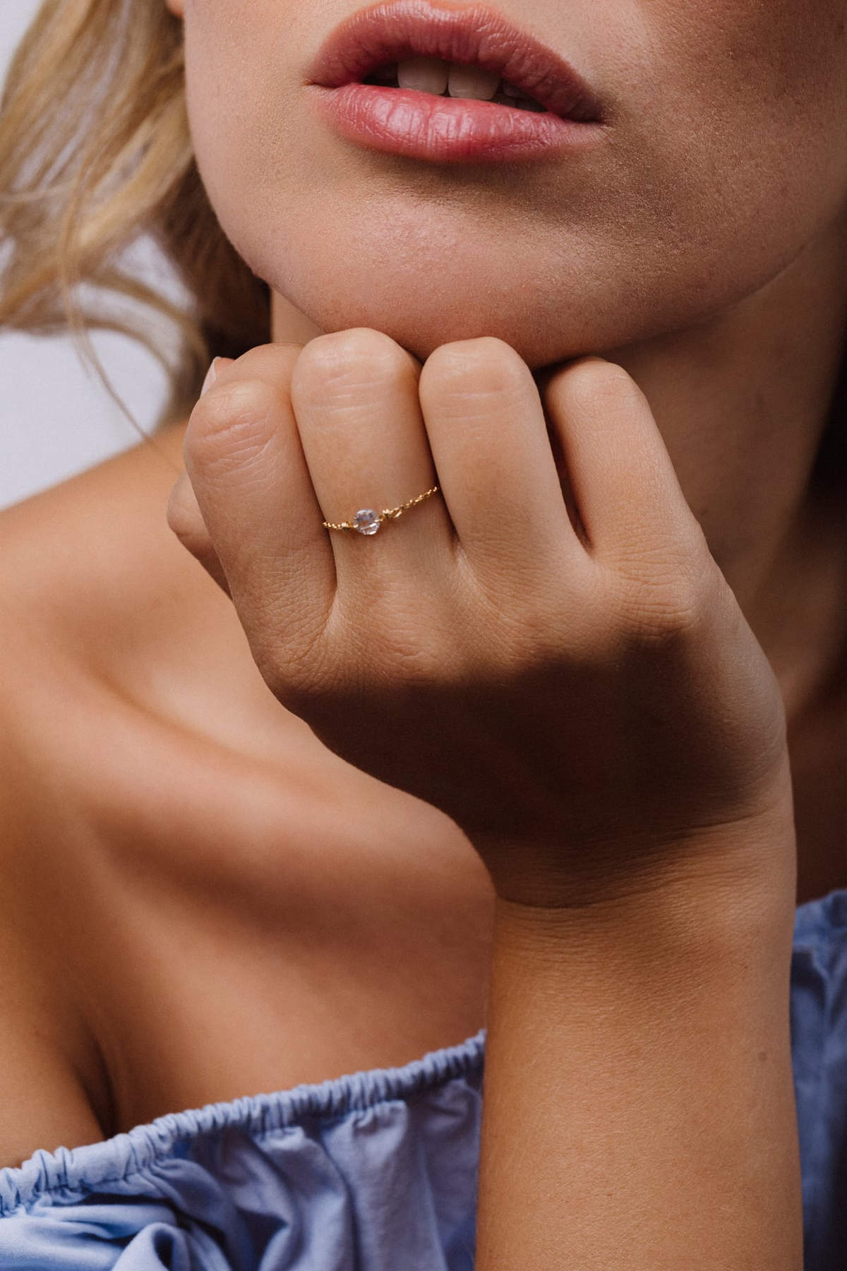 Oriana Chain Ring - 18K Gold - White Diamond