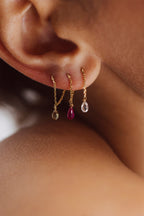 Mia essential chain earrings - 750‰ gold White diamond
