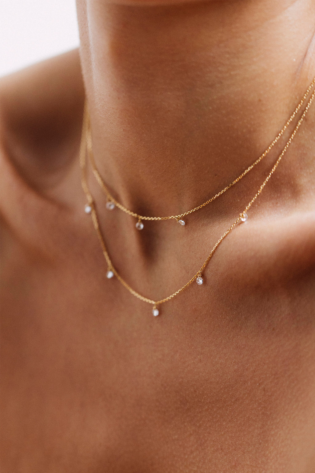 Sofia long tassel necklace - 750‰ gold White diamond