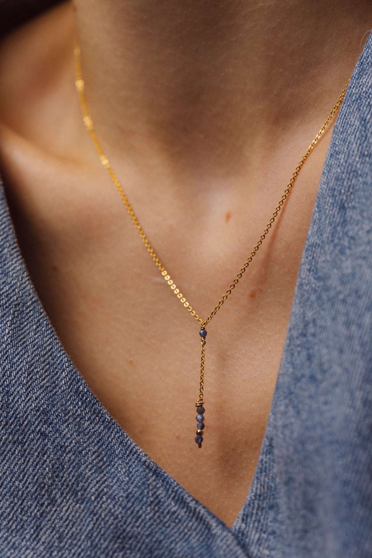 Collier long Théa - Saphir