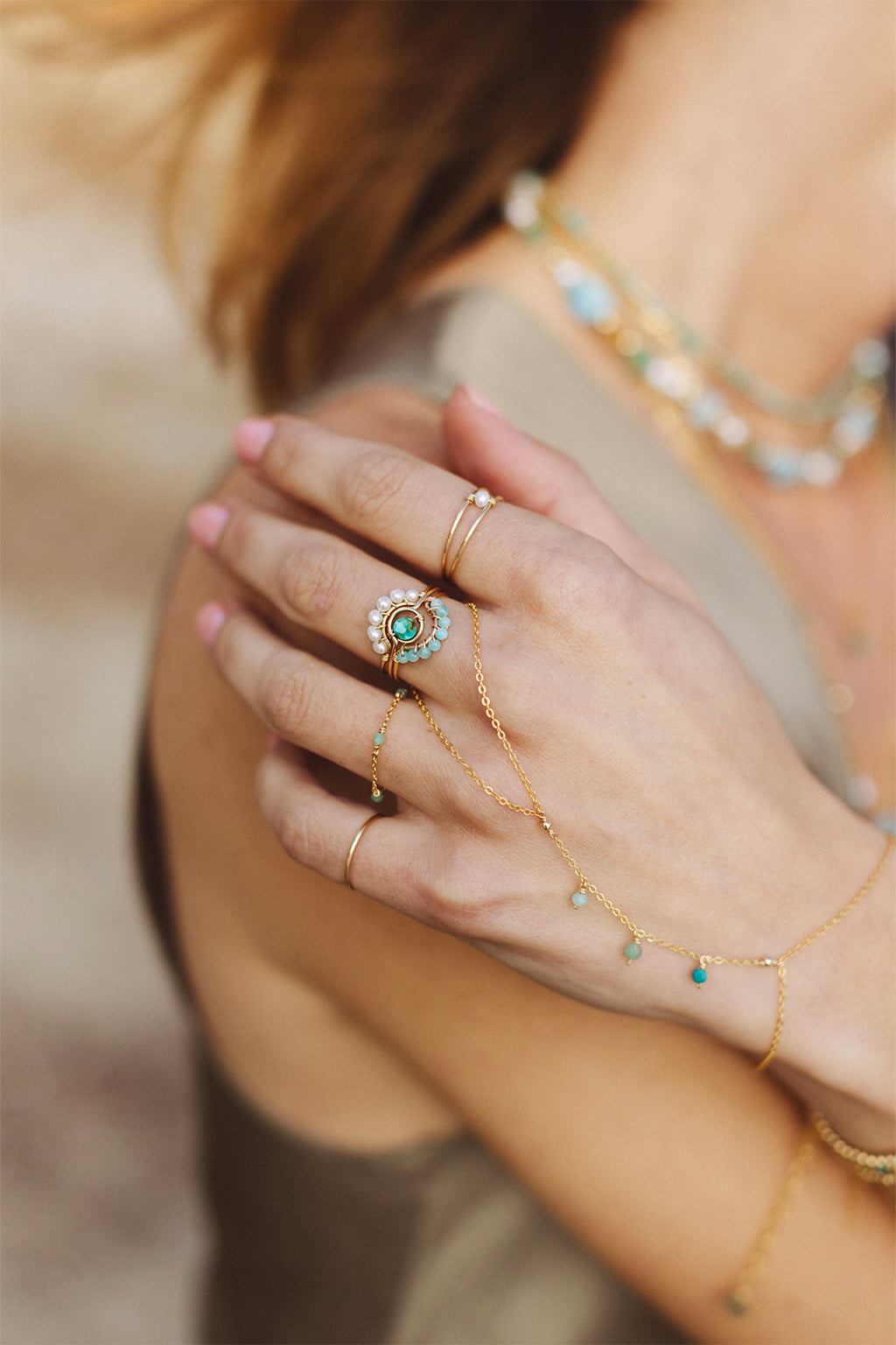 Half Moon Lace Ring - Cultured pearl