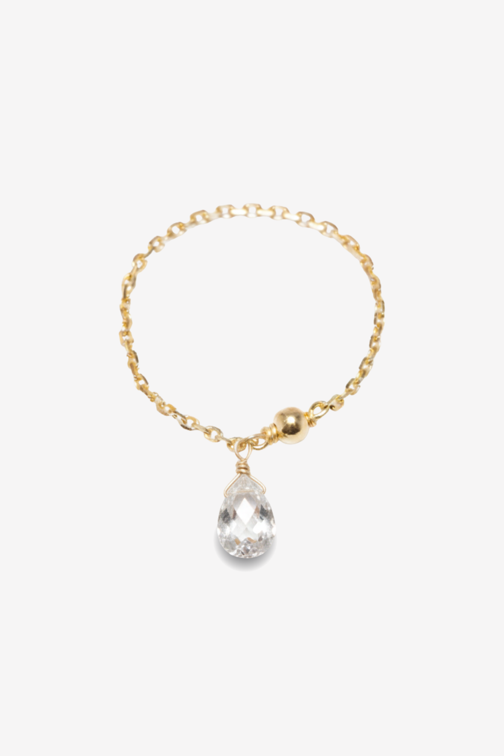 Bague chaînette pampille Mia - Or 750‰ Saphir blanc