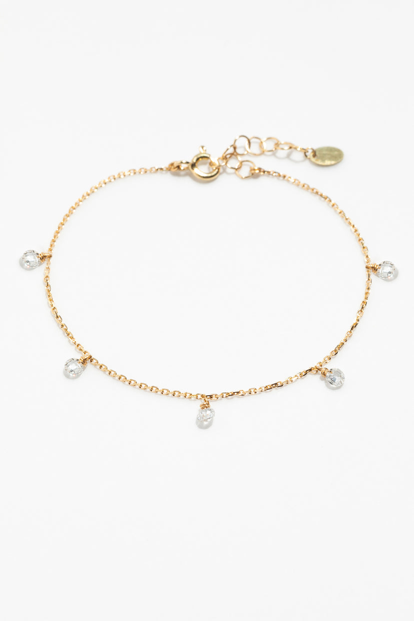 Bracelet chaîne 5 pampilles Sofia - Or 750‰ - Diamant blanc