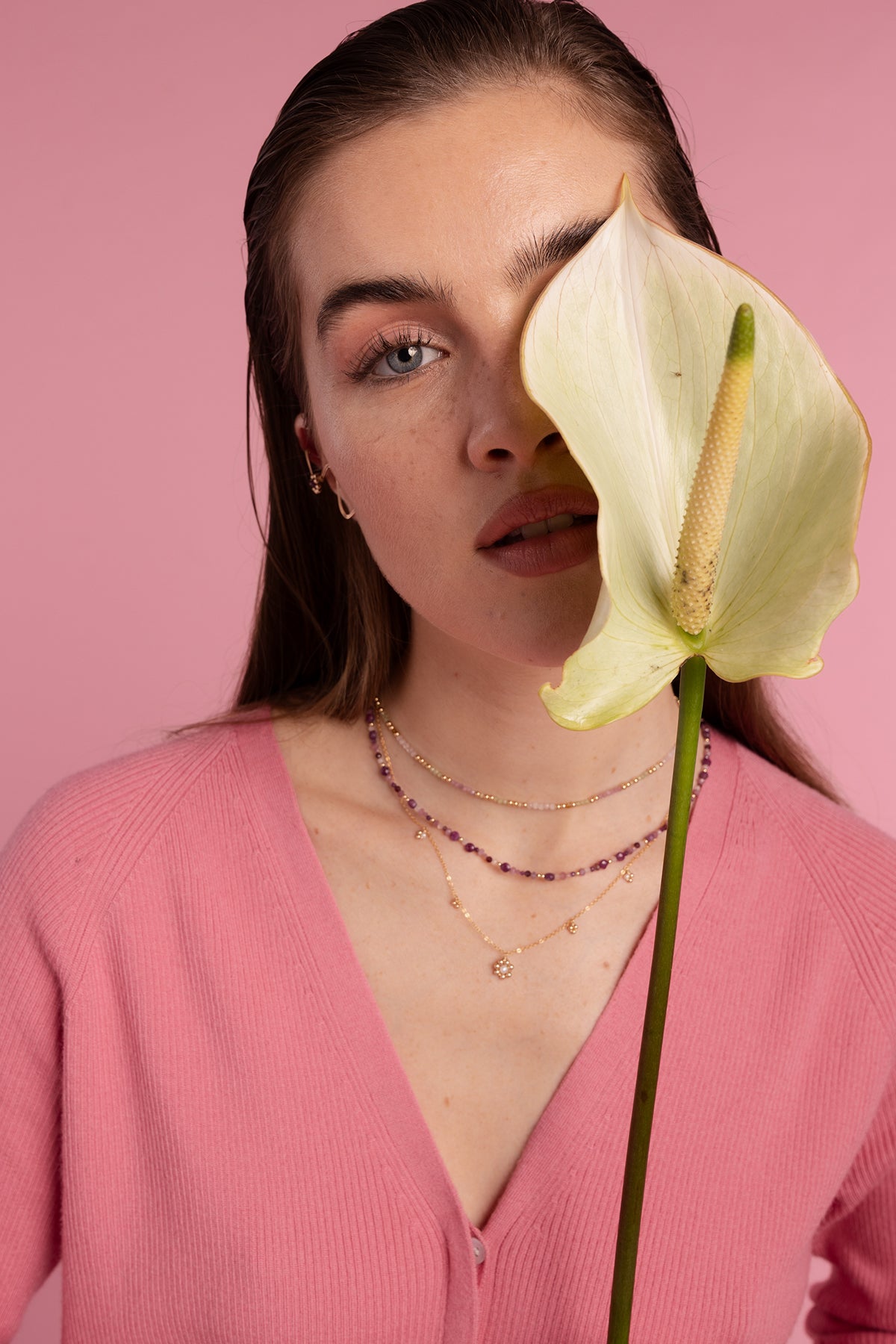 Daisy bell necklace - Cultured pearl