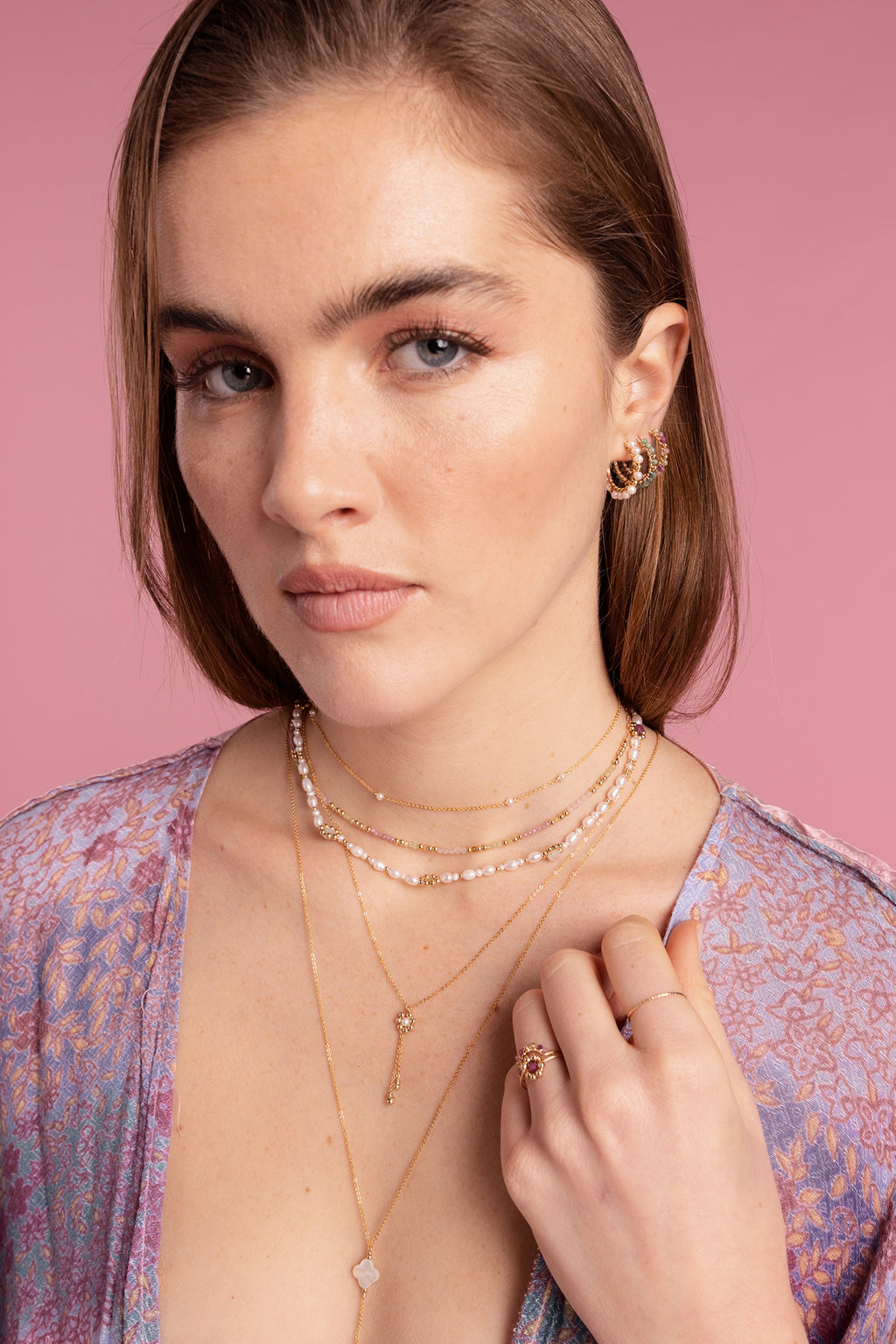 Satellite Necklace-Bracelet - Cultured pearls