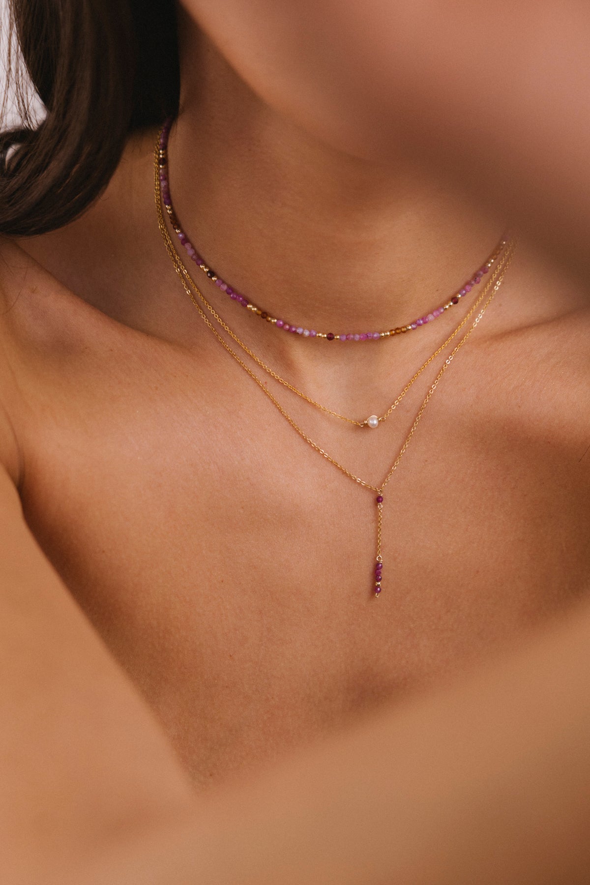 Collier long Théa - Rubis