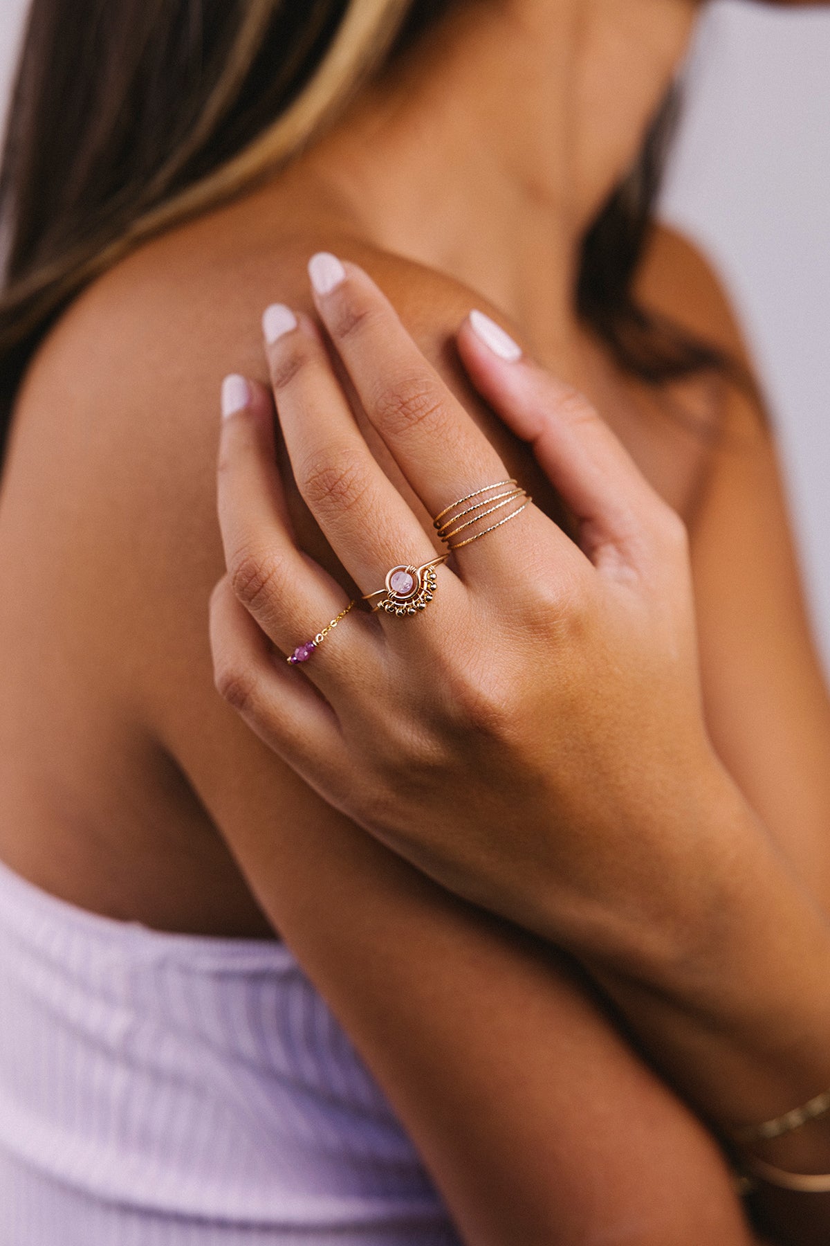 Bague Swan - Jade violet