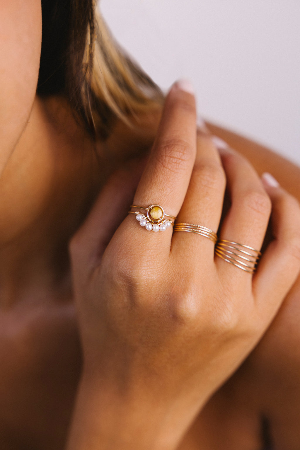 Half Moon Lace Ring - Cultured pearl