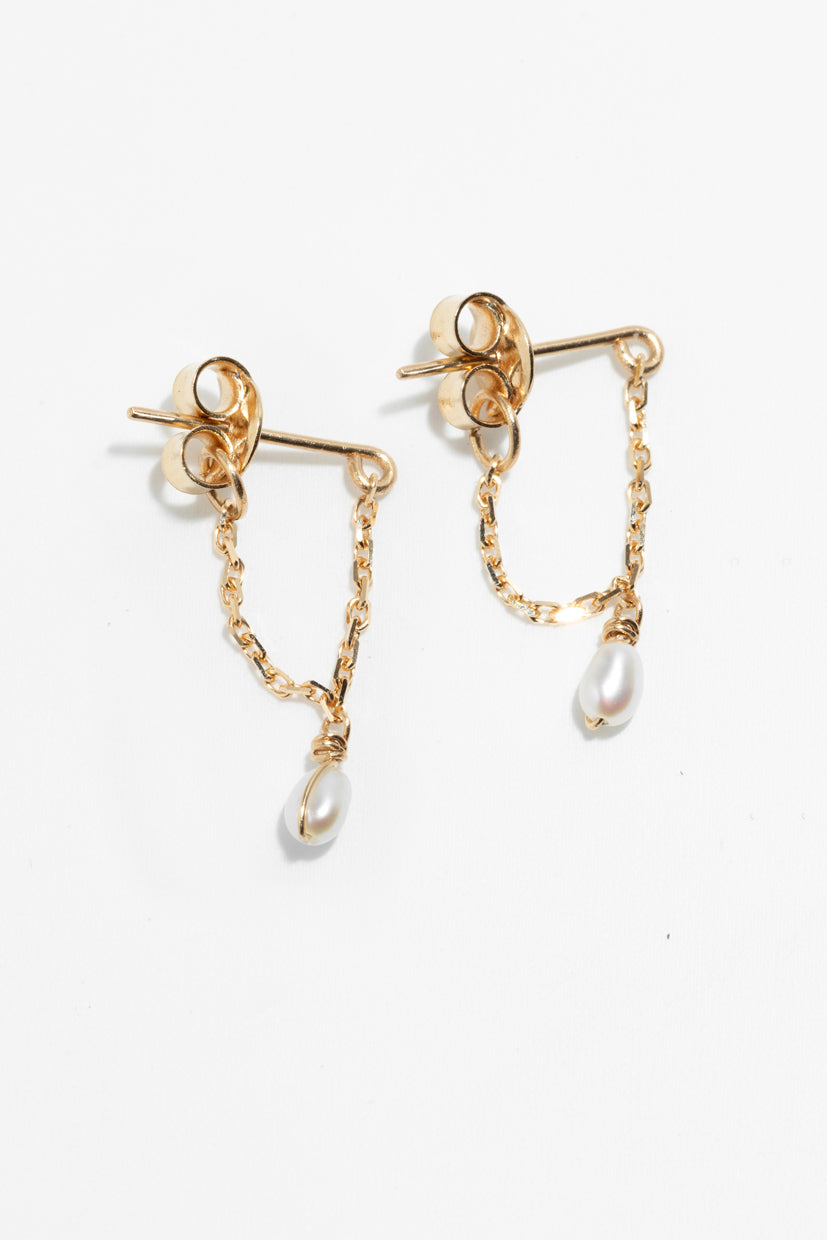 Mia chain earring - 18k gold - Cultured pearl