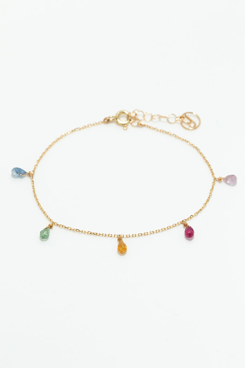 Bracelet chaîne pampille Sofia - Or 750‰ Saphir