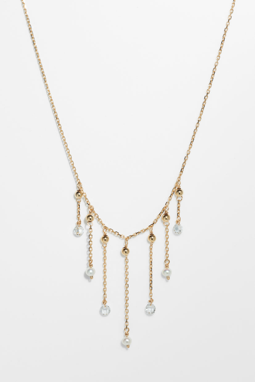 Luna Necklace - 18k Gold - White Diamond &amp; Cultured Pearl