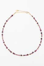 Collier Vénus Grenadine à plat, grenat rouge, tourmaline et rubis
