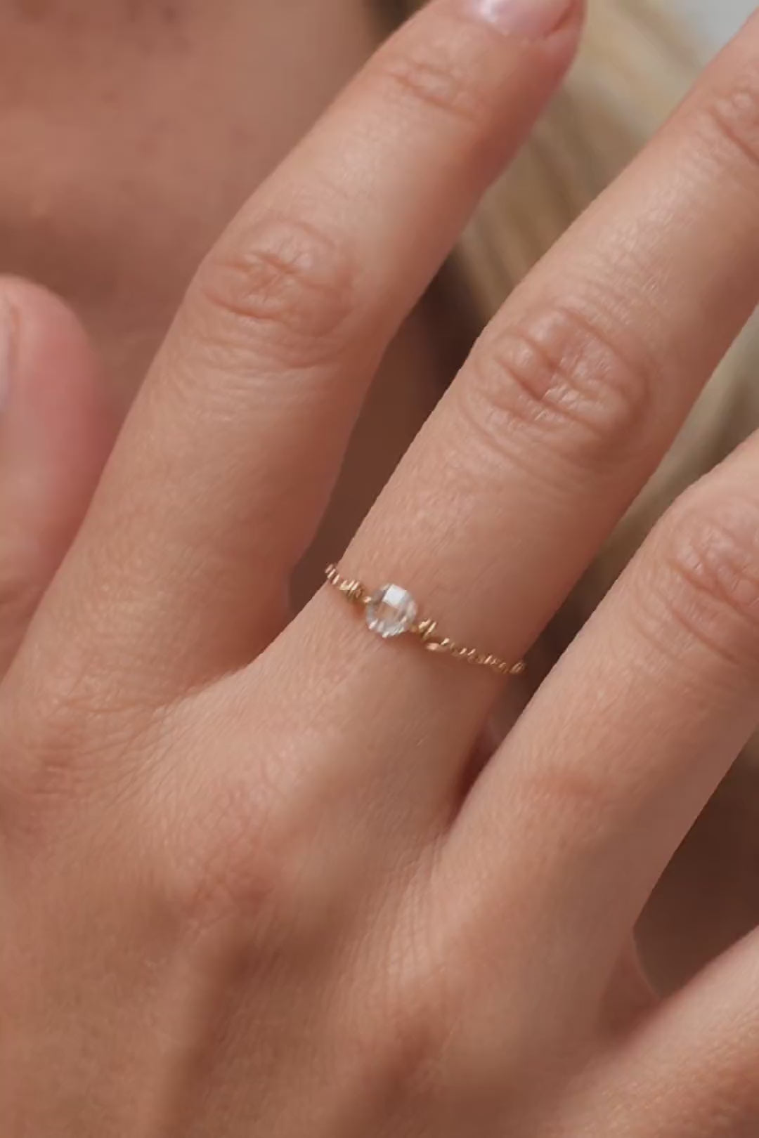 Oriana Chain Ring - 18K Gold - White Diamond