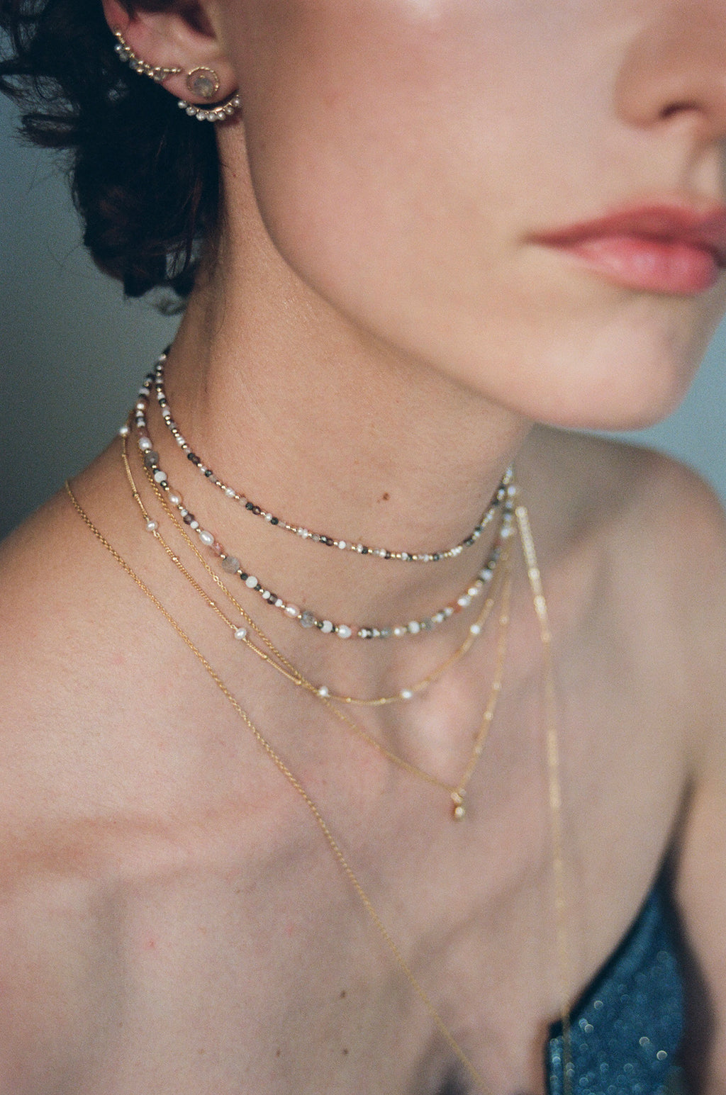 Satellite necklace - Cultured pearls