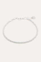 Bracelet Queen à plat en argent 925, enfilage de perles d'argent lisses