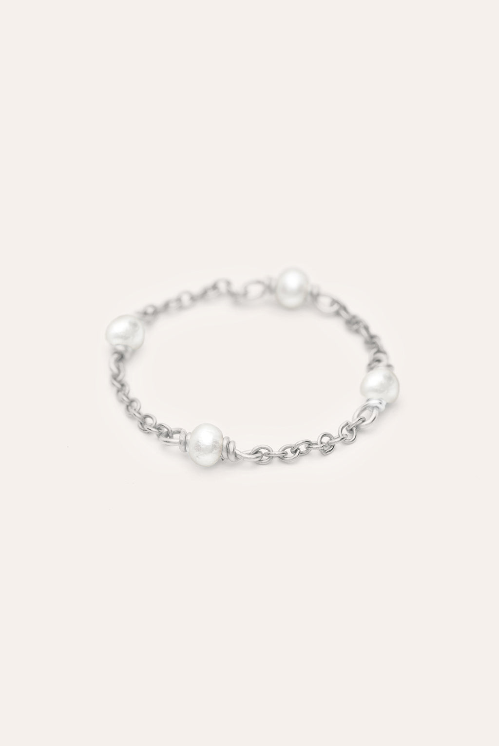 Satellite chain ring - cultured pearls