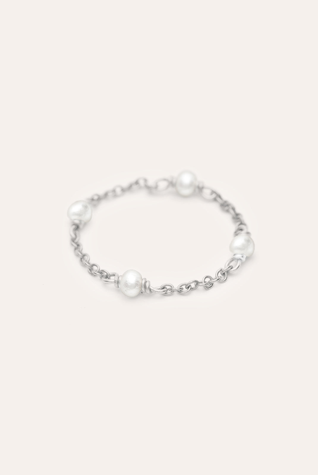 Satellite chain ring - cultured pearls