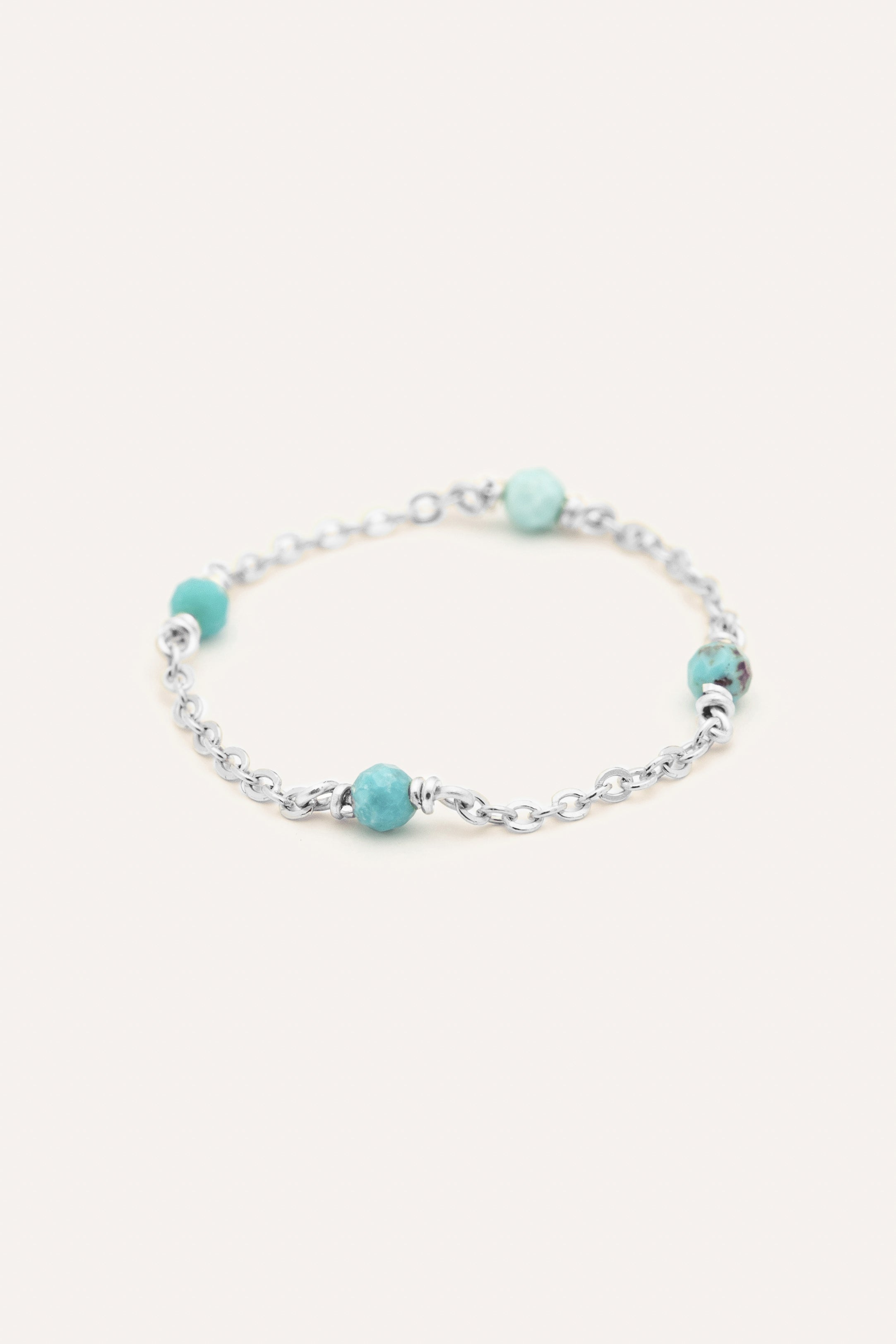 Bague chaînette Satellite Turquoise - Argent