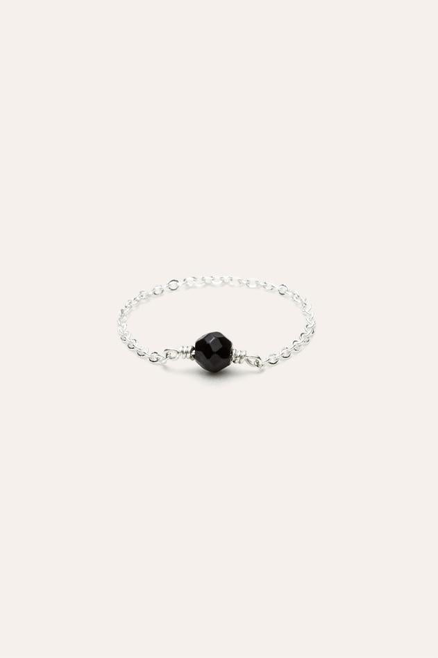 Stella chain ring - Black stone