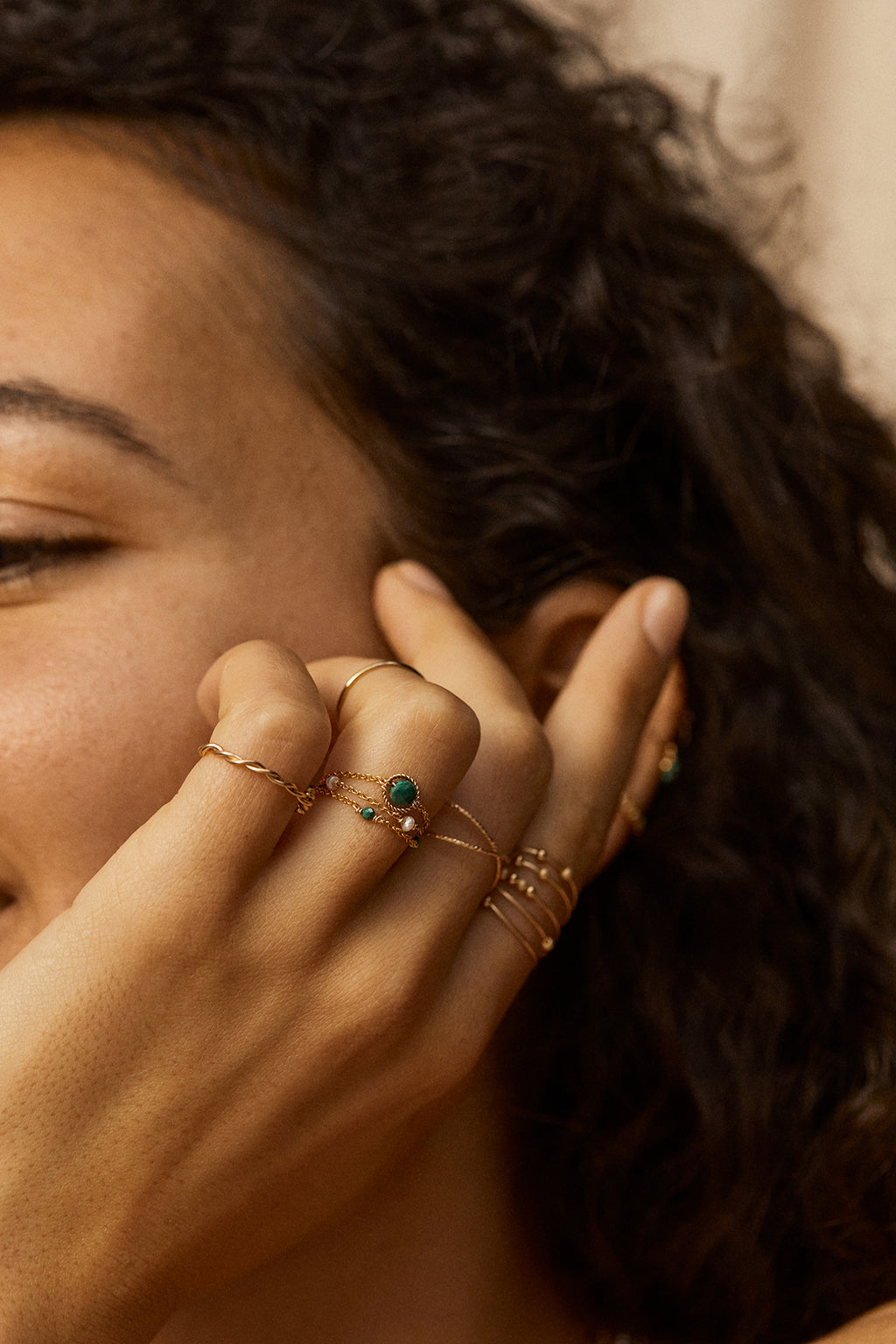 Satellite chain ring - cultured pearls