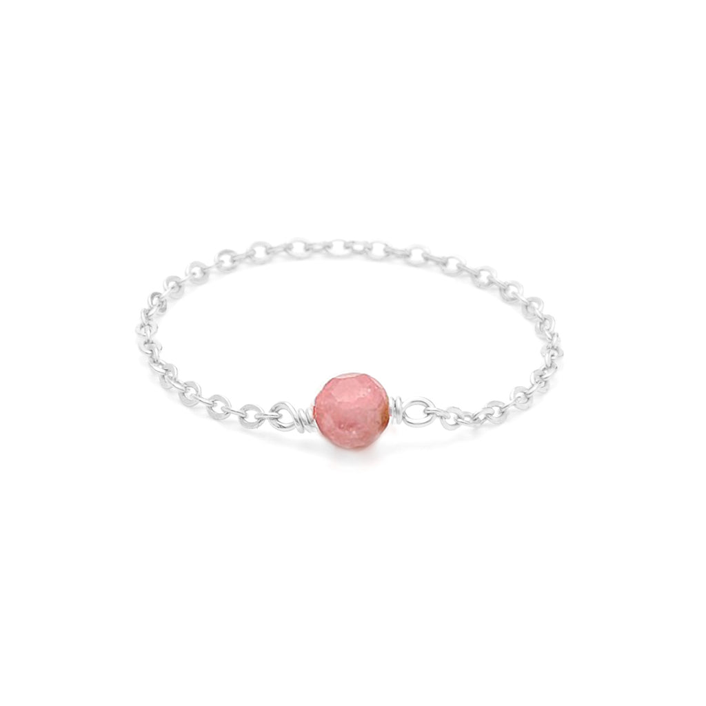 Bague chaînette Stella - Pierre rose