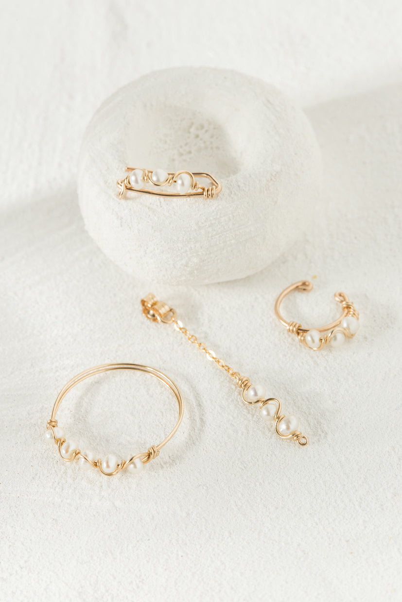Faux piercing Vague - Perles de culture