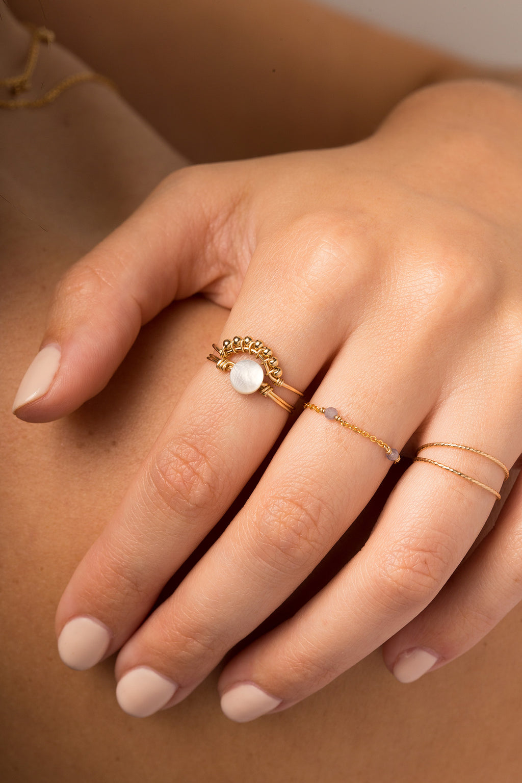 bague gold filled double éclat waterproof