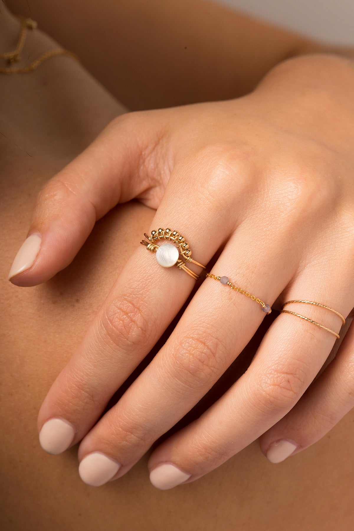 bague gold filled double éclat waterproof