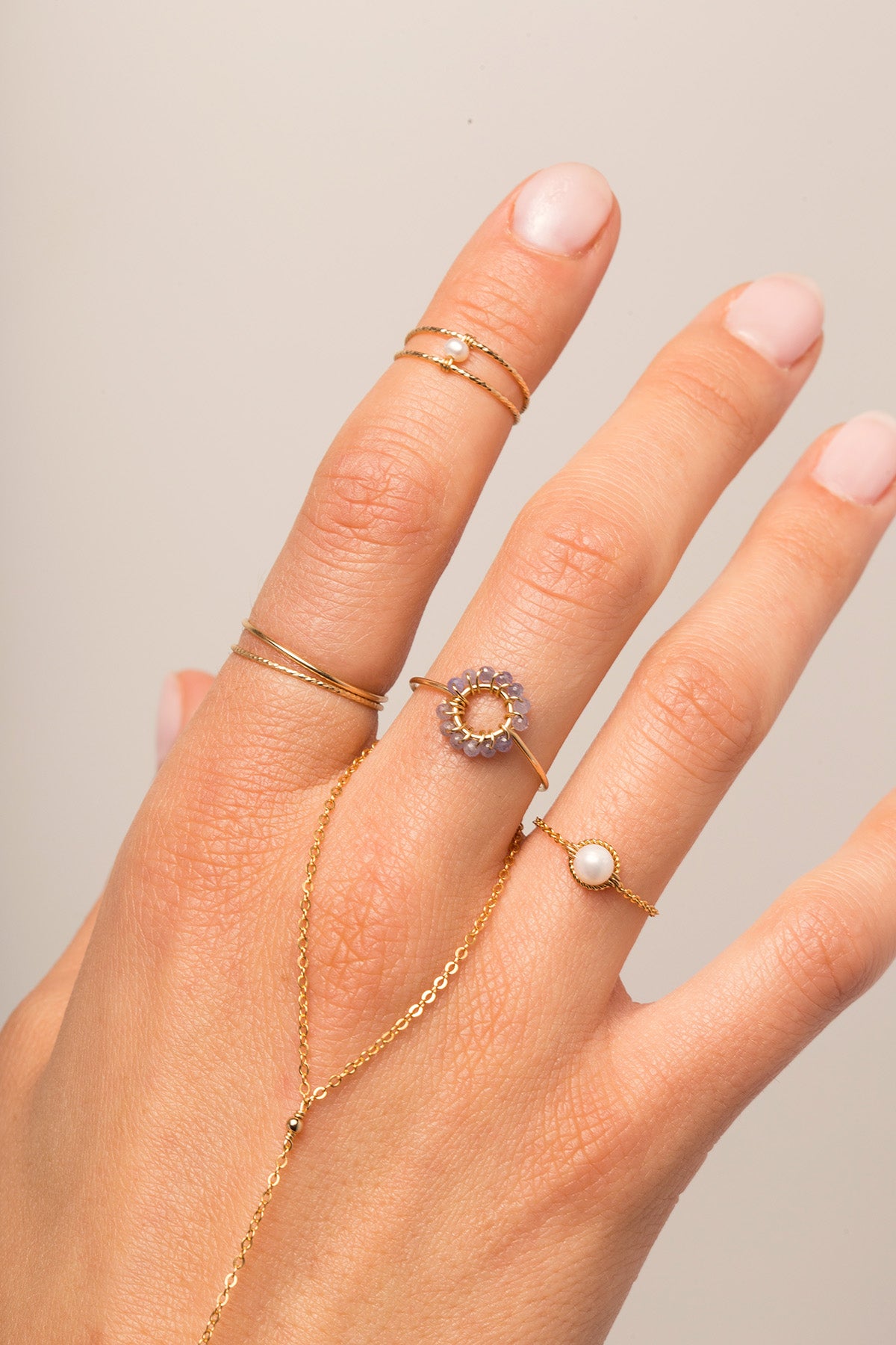 Bague chaînette Swan - Perle de culture
