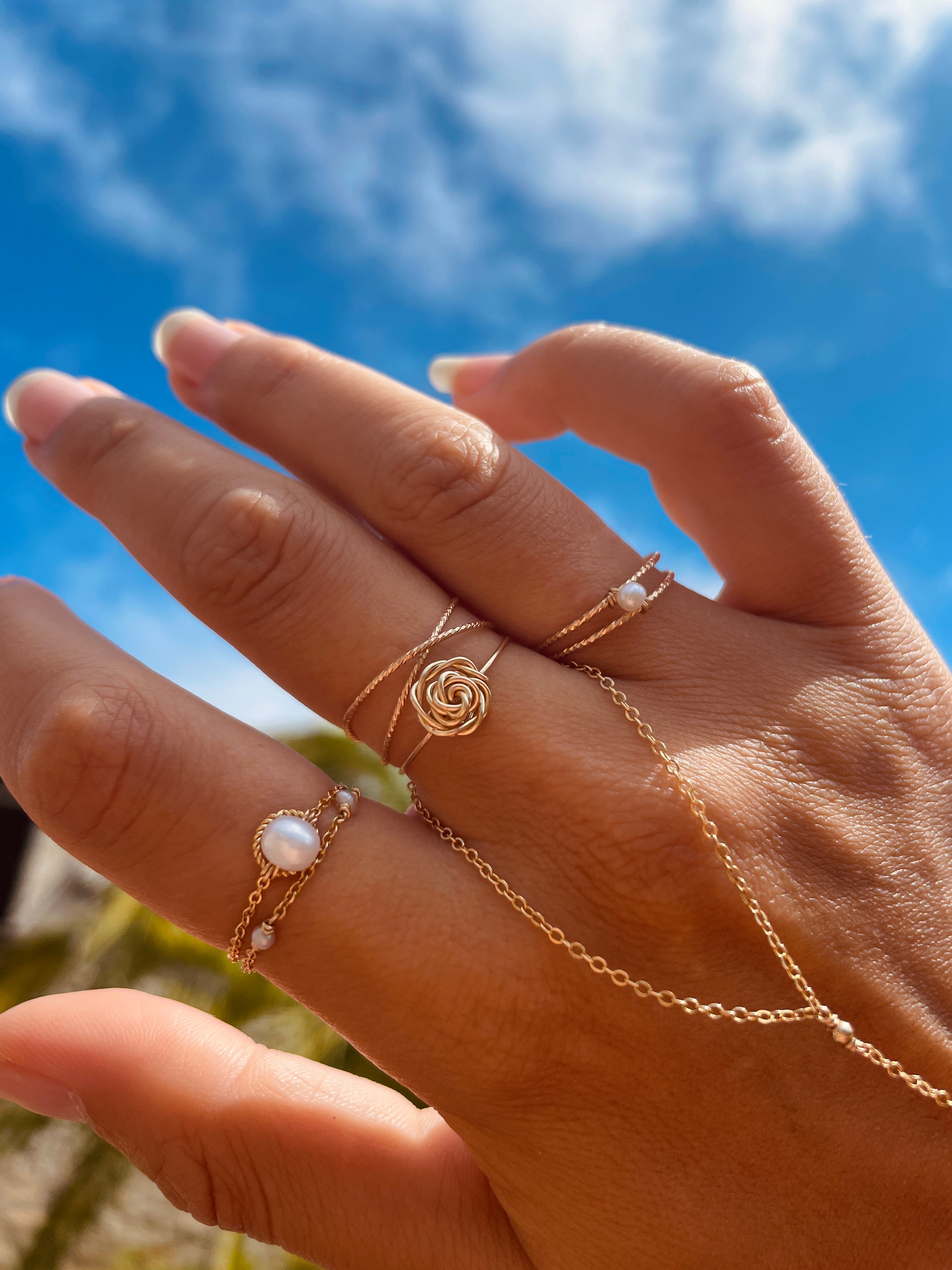 Bague chaînette Swan - Perle de culture