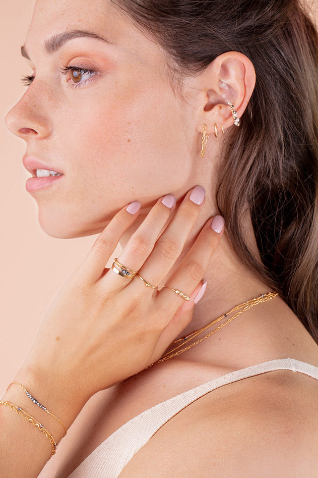 Bague chaînette Chance - Spinelle - Argent